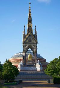 Low angle view of statue against clear sky