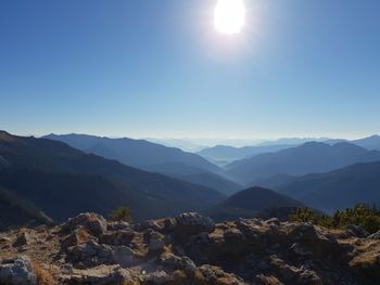 Scenic view of mountains against clear sky