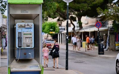 Close-up of telephone booth