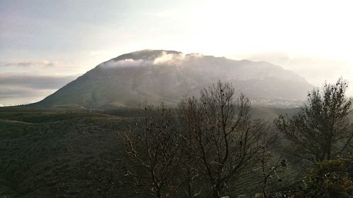 Scenic view of mountains against sky