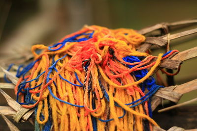 Close-up of multi colored wool