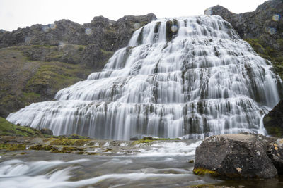 Scenic view of waterfall