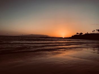 Scenic view of sea against sky during sunset