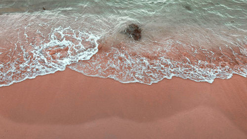 High angle view of surf on beach