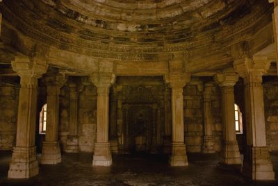 Columns inside a historical building in ahmedabad