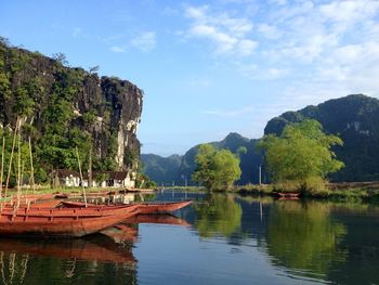 Scenic view of lake against sky