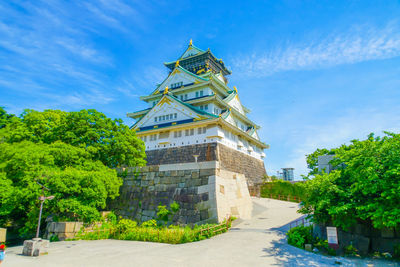 Low angle view of temple against sky