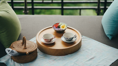 Close-up of breakfast on table