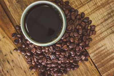 High angle view of coffee on table