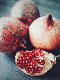 Close-up of pomegranates on table