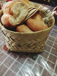 Close-up of bread in basket on table