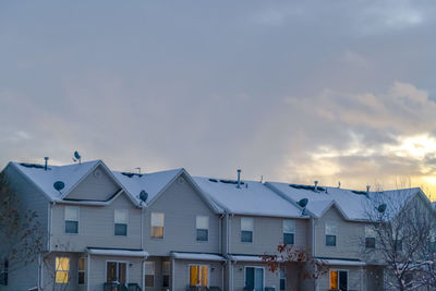 Low angle view of buildings against sky