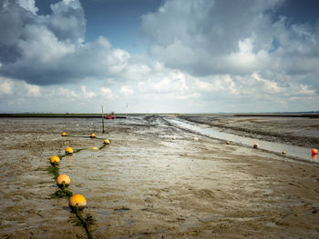 Scenic view of beach against sky