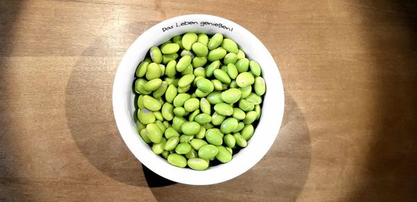 High angle view of vegetables in bowl on table