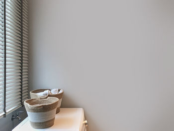 Close-up of baskets on washing machine at home