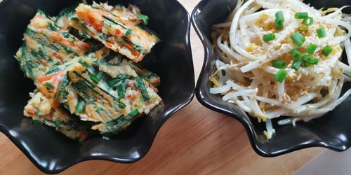 High angle view of meal served in plate