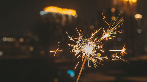 Firework display at night