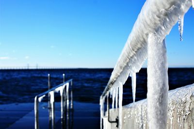 Scenic view of sea against blue sky