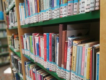 Row of books in shelf