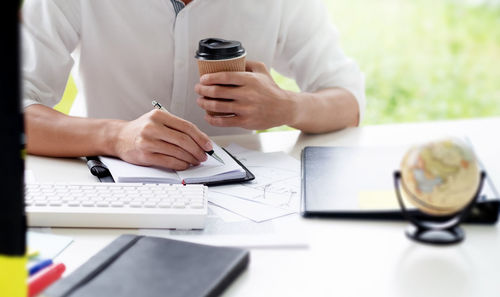 Man working on table