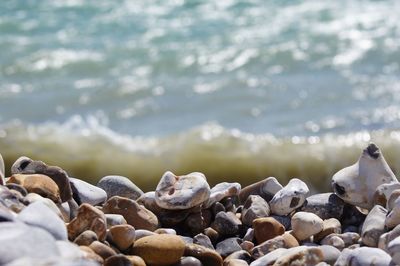 View of pebbles on beach