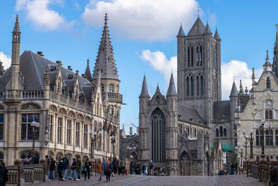 Low angle view of buildings in city