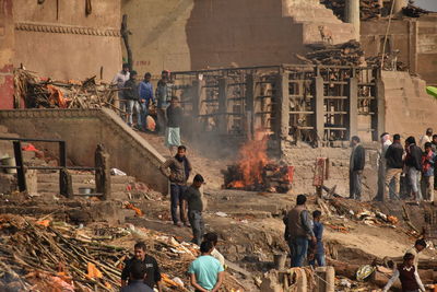 Group of people working in city