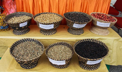 High angle view of candies for sale at market