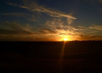 Scenic view of silhouette landscape against sky during sunset