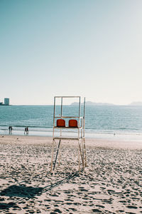 Scenic view of beach against clear sky