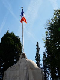 Low angle view of statue against sky