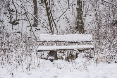 Snow covered landscape during winter
