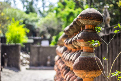 Close-up of statue against temple