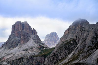 Scenic view of mountains against cloudy sky