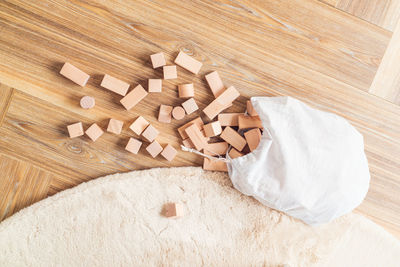 High angle view of chopped on table