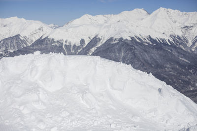 Snow covered mountains against sky