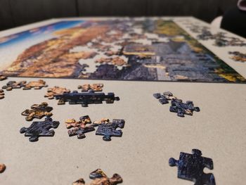 High angle view of people relaxing on table