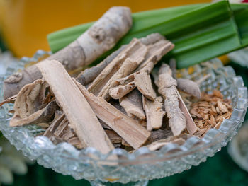 Close-up of food on table