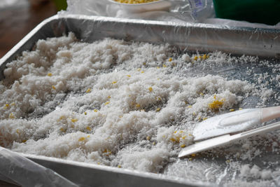 High angle view of food on table