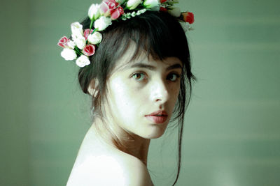 Close-up portrait of young woman