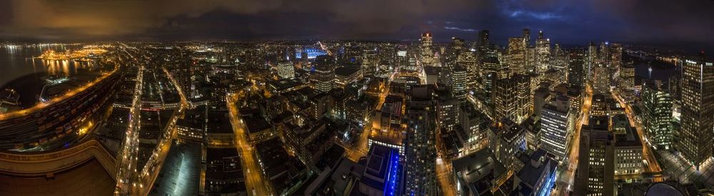 City lit up at night