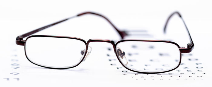 Close-up of eyeglasses on table