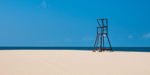 Scenic view of sea against blue sky