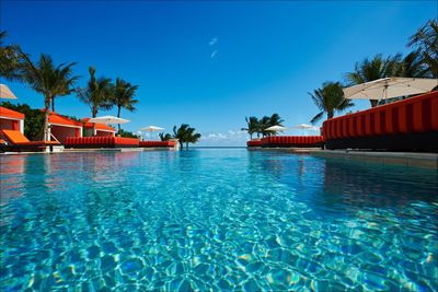 Swimming pool against blue sky