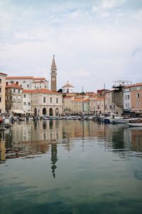 Reflection of buildings in city