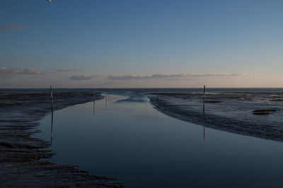 Scenic view of sea against sky at sunset