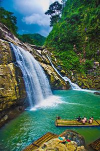 Scenic view of waterfall