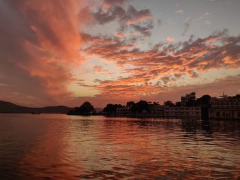 Scenic view of sea against sky during sunset