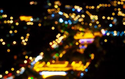 Defocused image of illuminated lights at night