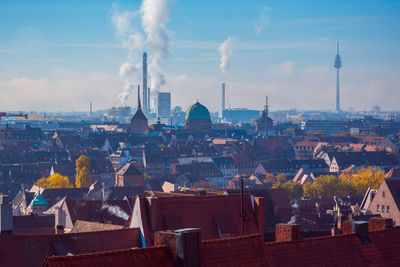 Aerial view of buildings in city